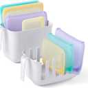 YouCopia Dry&Store Reusable Bag Drying Rack and Bin Set, Silicone Bags Organizer and Storage