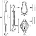 yofit 44 Pcs Shade Sail Hardware Kit, 6 Inch Outdoor Sun Sail Accessories, 304 Stainless Steel Turnbuckles & Brackets for Triangle/Rectangle Sails, Patio Canopy Installation Hardware Set Waterproof