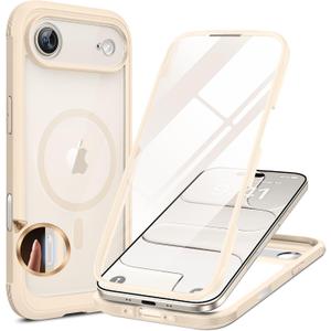 Miracase Magnetic for iPhone Air Case 6.5" [Compatible with MagSafe] Full-Body Phone Case with Built-in Glass Screen Protector & Camera Control,Drop Proof iPhone 17 Air Case Cover, Gold