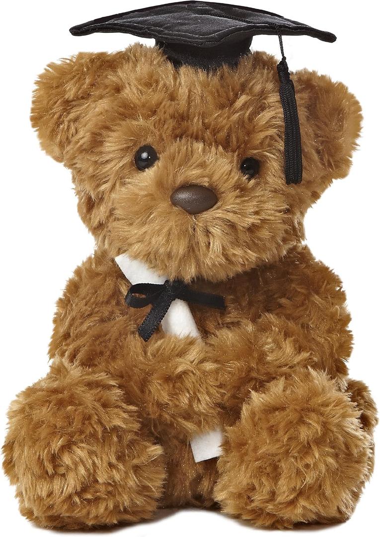Aurora Commemorative Graduation Wagner Bear Stuffed Animal - Soft Keepsake for Graduates - A Gift of Affection to Express Congratulations - Black Cap 7 Inches