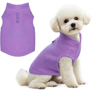 Rbenxia 1 Piece Dog Sweater with Leash Ring Soft Fleece Vest Dog Pullover Warm Jacket Pet Dogs Clothes Winter Dogs Outfits for Small Puppy Cat Pets (Purple, Small)