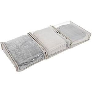 Household Essentials Under Bed Zippered Sweater Storage Bags with Clear Vision Panel, Set of 3, Silver,Gray