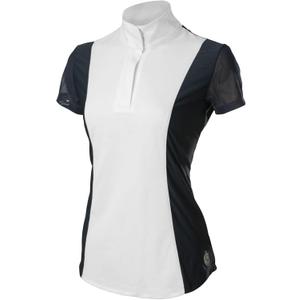 Equinavia Martha Womens Equestrian Short Sleeved Show Shirt (Large, Navy/White)
