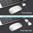 Wireless Mouse for Laptop, Bluetooth Mouse for MacBook Pro/Air/Mac/iPad/Chromebook/Computer -Rechargeale Dual Mode(USB 2.4Ghz + Bluetooth 5.2) Silent Cordless Mice with USB C Adapter,Silver