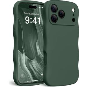Magnetic for iPhone 17 Pro Case, [Full Camera Protection][Compatible with MagSafe] Cute Wave Frame Silicone Shockproof Protective Phone Case for iPhone 17 Pro 6.3", Alpine Green