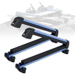 Ski and Snowboard Roof Racks, Ski Roof Racks with Anti-Theft Lock Racks Carrier for Snowboard Universal Ski Top Holder Fits for Square/Round/Aero/Oval Cross Bars, Blue (24.3 inch)