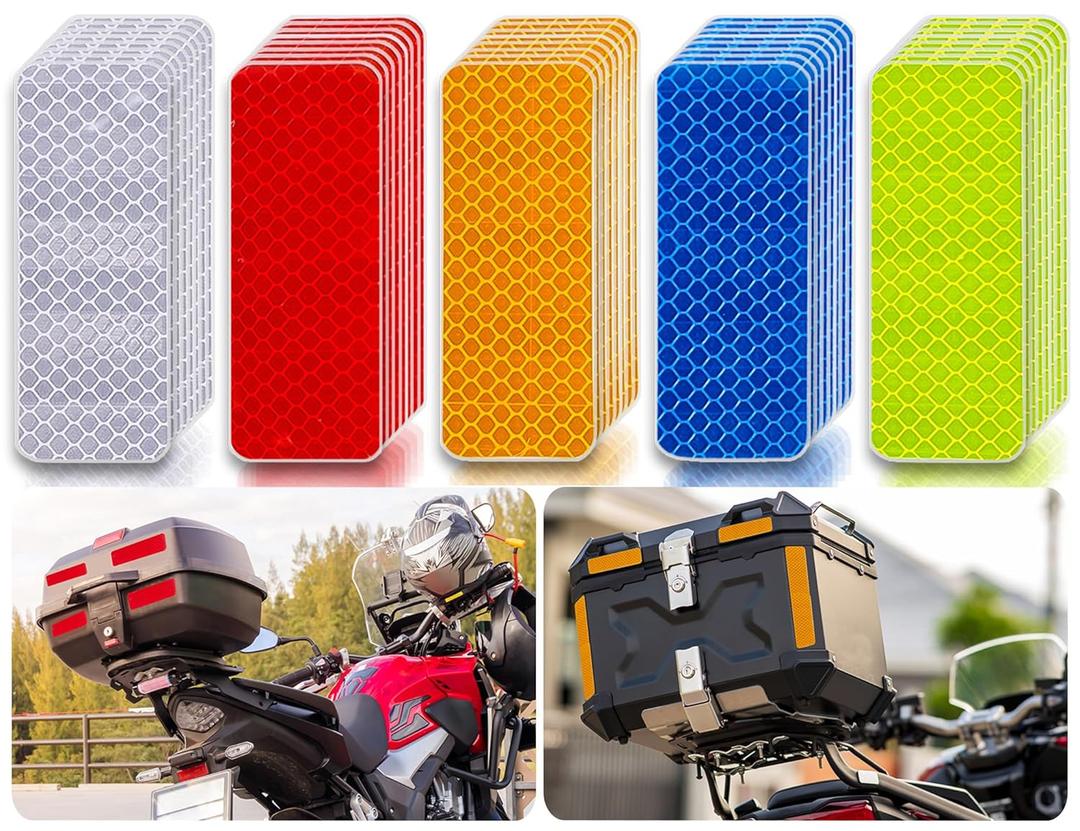 Reflective Tape 50PCS Reflective Tape Outdoor Waterproof,Safety Warning Reflective Stickers for Vehicle,Bicycles,Motorcycles,Helmet,Mailbox Bag,1.2x3.25Inch Stick on Reflectors (50, 5color)
