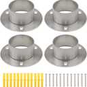 4Pcs Stainless Steel Thicken Closet Rod Flange Holder for Inside Diameter 2 inch (51 mm) Steel Pipe