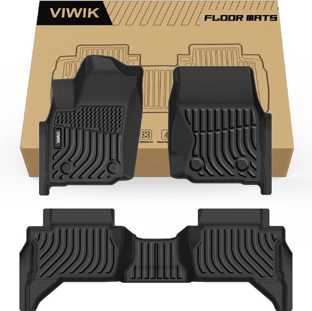 VIWIK Floor Mats for Toyota Tacoma 2024 2025 (Only for Double Cab) Automotive All Weather Custom Fit Floor Liner for 1st and 2nd Row Full Set Car Mats TPE