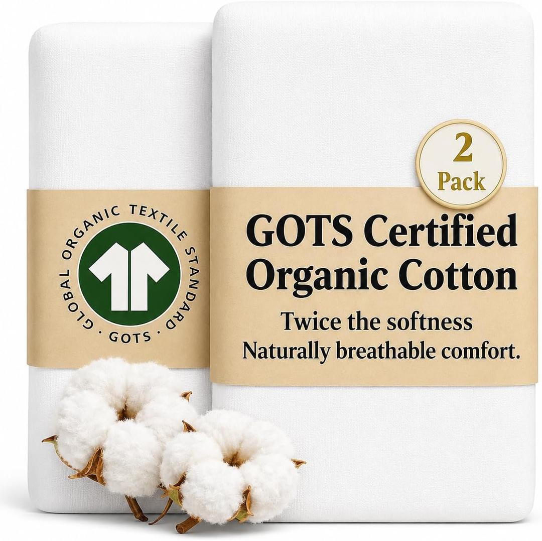 GOTS Organic Bedside Bassinet Sheets 33x20 and 35x19 Compatible with Maxi Cosi Iora, Baby Delight, Ronbei, Koola Baby Bond, Harppa Cudly 3 in 1 - Luxury Turkish Cotton - Boy, Girl