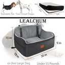 Lealchum Dog Car Seat Up to 55lb,2 Clip-On Safety Adjustable Leashs Car Dog Bed for 2 Small Dogs,Fully Detachable and Washable Pet Car Seat with 2 Storage Pockets,Easy to Install(Black/Grey, Large)