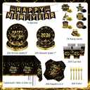 110pcs New Years Eve Party Supplies Decorations 2026 Tableware Set for 20 Guest Include Happy New Year Banner,Paper Plates of 2 Size,Paper Napkins and Cups,Plastic Forks and Tablecloth,Hanging Swirls