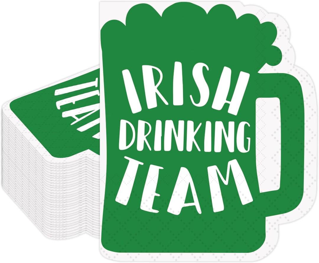 3 x 40-Count Green Mug Style Cocktail Napkins | Disposable Paper, St. Patrick's Day Decor, St. Patrick's Day & Easter Party Essentials