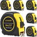 Lichamp 27FT/8M SAE and Metric Tape Measure 2 Pack, Retractable and Easy Read Measuring Tape Bulk Set, Min 1/8 inch Fraction and 1mm Scale