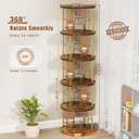 ALLSTAND 5 Tier Rotating Bookshelf, 360 Display Stackable Spinning Bookshelf Tower, Narrow Space Saving Tall Floor Standing Swivel Bookcase Corner Storage Organizer for Bedroom, Living Room, Gold, Round 5-Tier