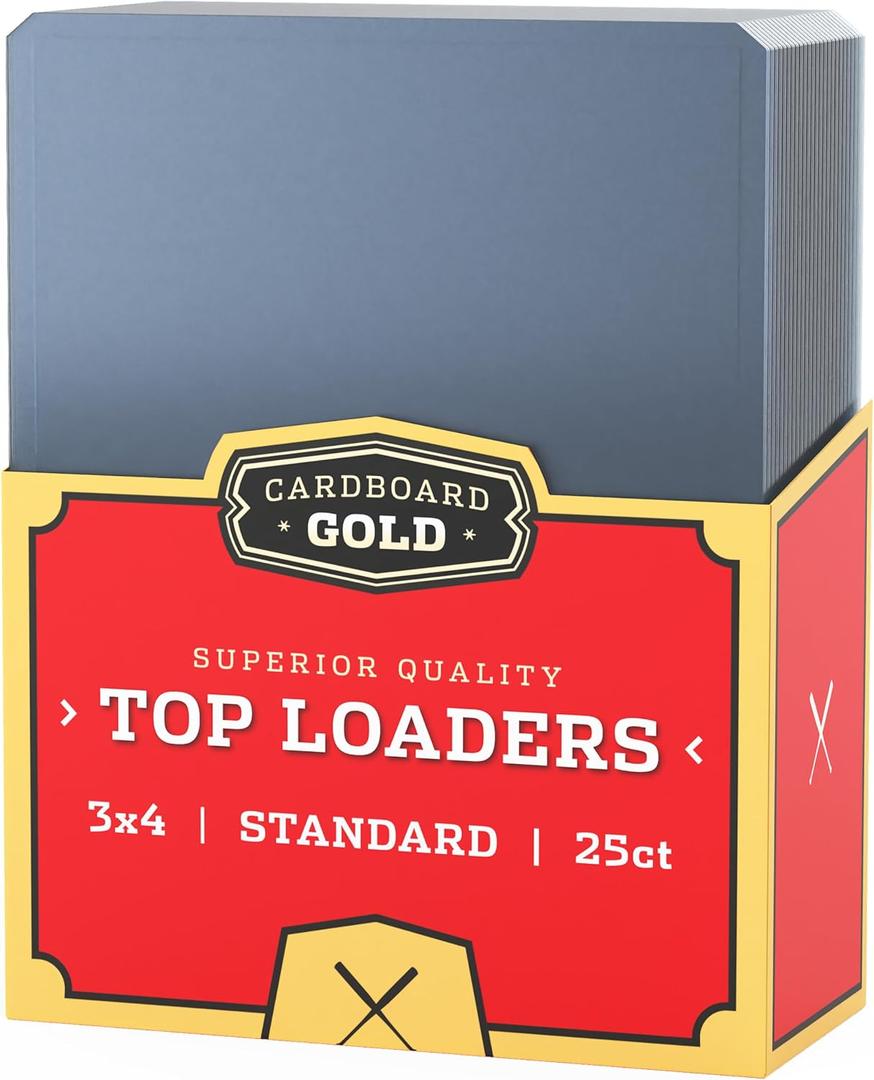 8 x Cardboard Gold - 35pt Top Loaders for Cards - 25 Count - Premium 3x4 Inch Trading Card Toploaders - Protect Your Baseball and Sports Cards with These Crystal Clear Hard Plastic Sleeves Protectors