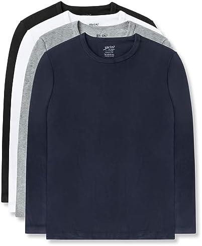 Brix 4 Pack Boys Long Sleeve Shirts Cotton Basic Tees Youth Layering T-Shirts Tagless 14/16