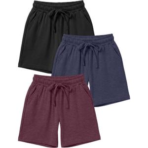 3 Pack Toddler Girls Bermuda Shorts | Long Shorts, School, Uniform, Knee Length, Wide Leg, Elastic Waistband, Drawstring, Summer, Sports, Outings, Size 18M-5T (Gray)