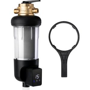 iSpring WSP50ARJ-BP Whole House Water Filter System Prefilter, Auto Flushing Spin Down Sediment Filter for Well Water, Integrated Bypass, 4-Mode Touch-Screen, Reusable, Jumbo Size, 50 Micron