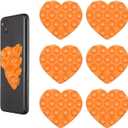 uxcell 6 Pack Suction Phone Case, 2.83"x2.68" Heart Shaped Silicone Suction Phone Grip Double-Sided Suction Cup Phone Case Sticky Phone Grip for Cellphone Selfie and Video, Orange