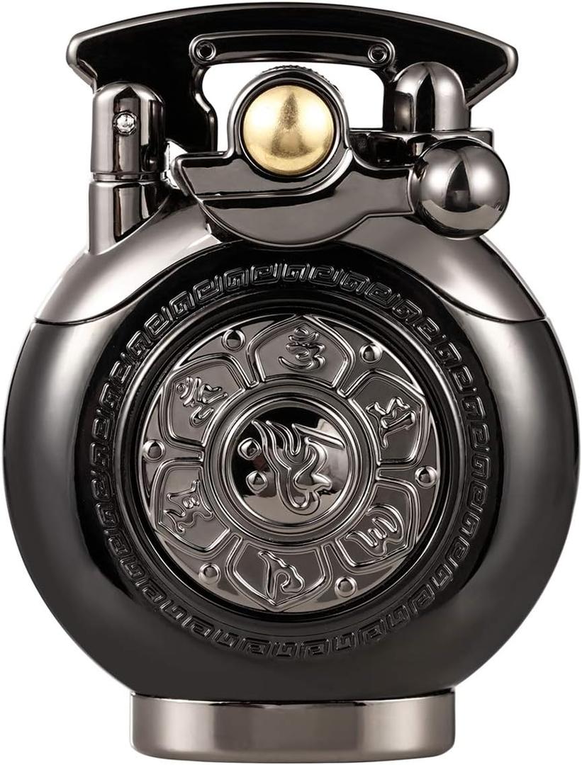 Kerosene Lighter Vintage Antique Soft Flame Lighter for Collection-Decorative-Gift-Present (Black)