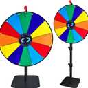 24 Inch Heavy Duty Spinning Prize, Adjustable 34"-61" Height Spinning Wheel for Prizes, 12 Slots & Dry Erase Marker & Eraser for Carnival, Wheel of Fortune Game Carnival & Engaging Home Parties, Tradeshow