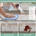 Farmhouse Round Outdoor Fitted Tablecloth with Umbrella Hole Waterproof Patio Table Covers Zippered Wipeable Round Table Cloth for Picnic,Patio,Garden (Wood, 36" - 44")