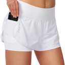 Women's 2 in 1 Running Shorts High Waisted Spandex Shorts Gym Yoga Workout Athletic Shorts for Women with Zipper Pockets, Medium