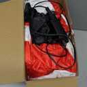 JOYHALO 6FT Christmas Inflatables Hanging Santa Claus Decorations Outside, Santa Hanging from Roof with Gift Bag, Build-in LED Lights, Blow Up Yard Decorations for Indoor, Lawn, Party Decor