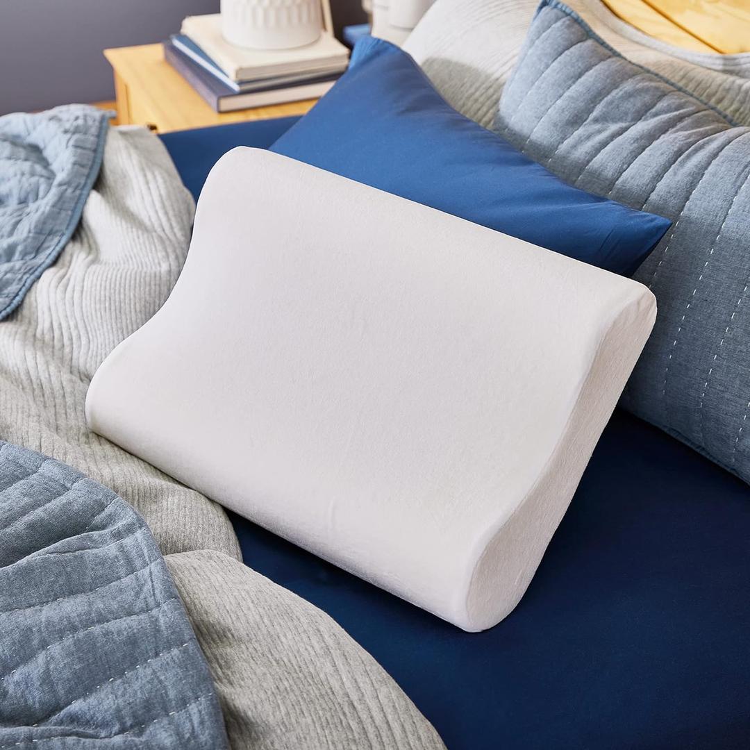 Sleep Innovations Memory Foam Contour Pillow, Standard Size, Head, Neck, and Shoulder Alignment, Side and Back Sleepers, Medium Support Sleep Innovations Memory Foam Contour Pillow, Standard Size, Head, Neck, and Shoulder Alignment, Side and Back Sleepers, Medium Support