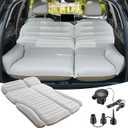 KMZ SUV Air Mattress Double Sided Thickened Flocking Car Bed Portable Inflatable Mattress Pad for Camping & Travel with 2 Pillows & Electric Pump (Off-White and Coffee)