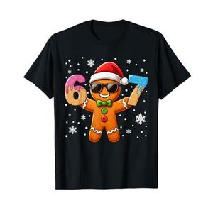 Funny Gingerbread Six Seven 67 Ice Cream Drip Christmas Boys T-Shirt, L
