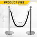Ferraycle 8 Pcs Crowd Control Stanchions and Velvet Ropes 5 ft Poles Silver Crowd Control Barriers Black Ropes Stainless Steel Stanchions Post for Party Supplies