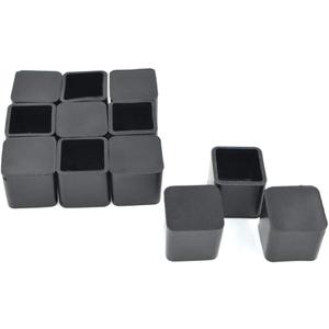 4/5 Inch Rubber Square Feet Furniture Table Chair Leg Foot Cover Caps Chair Leg Floor Protectors, Prevent Scratches, Wood Floor Protector 12pcs 4/5" x 4/5" Black