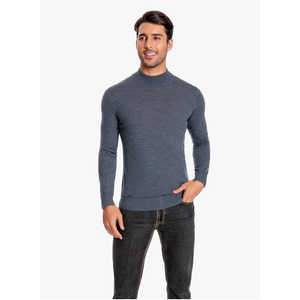 Men's 100% Extrafine Merino Wool Long Sleeve Mock Neck Pullover(L)