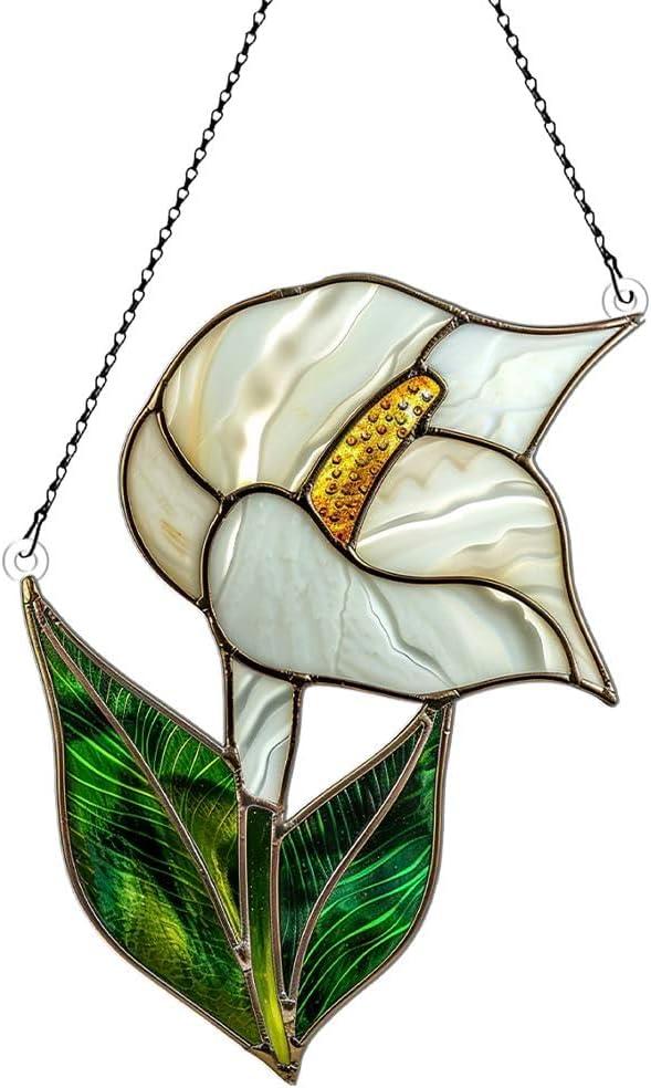 White Calla Lily Ornaments Decor for Window Hanging, Gift for White Calla Lily Lovers, Flower Home Wall Room Hanging Christmas Decorations, Acrylic Ornament