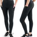 SATINA High Waisted Leggings for Women - Comfortable and Stretchy in Versatile Sizes and Colors - Workout Yoga Leggings Set (Black) Full Length W/ Pockets, One Size
