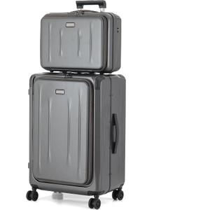 Top Opening Luggage, 16Inch & 25 Inch Airline Approved ABS+PC Hard Shell Suitcases with Silent Wheels, TSA Lock,Front Pocket and Wet-dry Separated Six-piece Set(Grey)