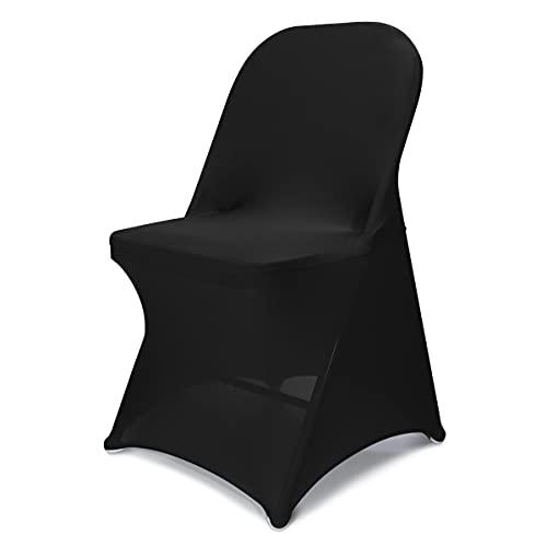 Babenest Spandex Folding Chair Covers Halloween Upgraded 9 PCS Universal Stretch Washable Fitted Chair Slipcovers Protector for Wedding, Holidays, Banquet, Party, Celebration (Black)