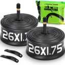 2 Pack 26x1.75/2.125 Bike Tire Tube, 26x1.75 26x1.95 26x2.10 26x2.125 with 48mm Schrader Valve, Butyl Bike Tube 26 x 1.95 with 2PCS Levers, for MTB and Cruisers, City Bikes, Road Bikes