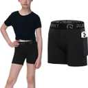 Runhit 3 Pack 4" Girls Volleyball Shorts Spandex Dance Shorts for Girls Youth Running Athletic Biker Shorts with Pockets Black, Small
