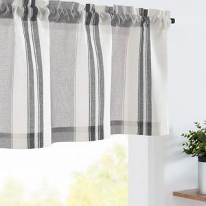 jinchan Striped Valance Farmhouse Window Treatment Linen Textured Drapes for Small Windows Kitchen Living Room RV Vintage Valance 16 Inch Rod Pocket 1 Panel Black and Grey