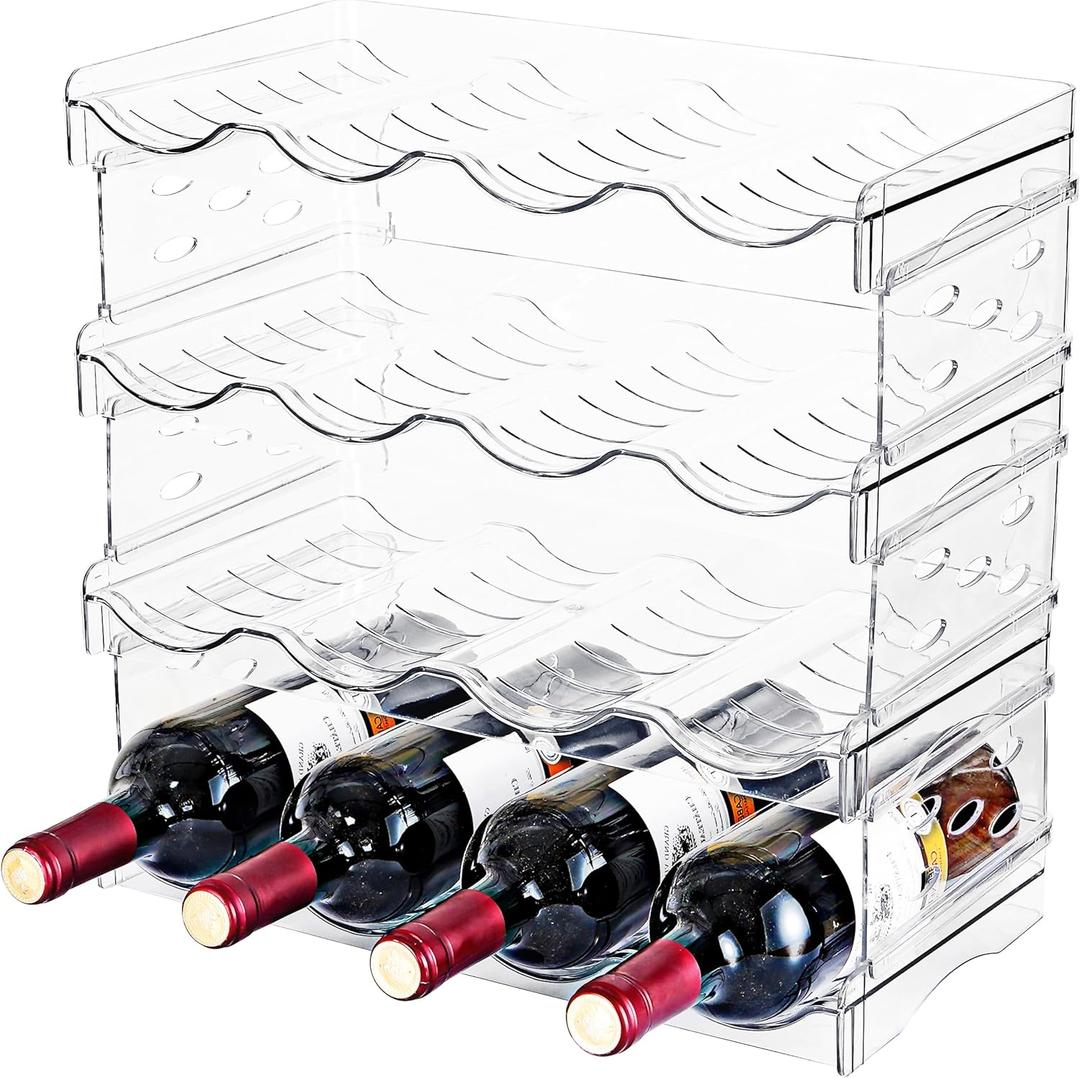 Stackable Wine Rack,Wine Bottle Holder for Inside Cabinet,for Pantry,Refrigerator,Countertop Organization-4 Tiers for 16 Bottles