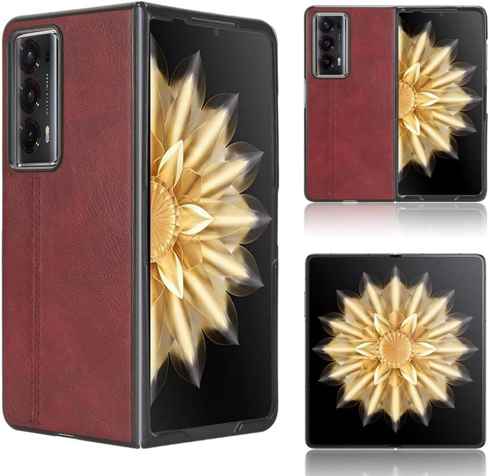 Compatible with Honor Magic V2 Case Cover,Retro PU Leather Ultra Slim Shockproof Compatible with Honor Magic V2 5G VER-AN10 Case Red
