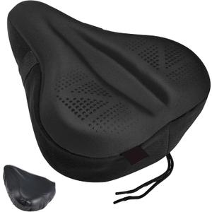 Zacro Bike Seat Cushion - Padded Gel Bike Seat Cover for Men & Women, Padding Bicycle Saddle fit with Peloton/Spin Stationary Exercise/Mountain Road Cycling Bike (Wide, Black)