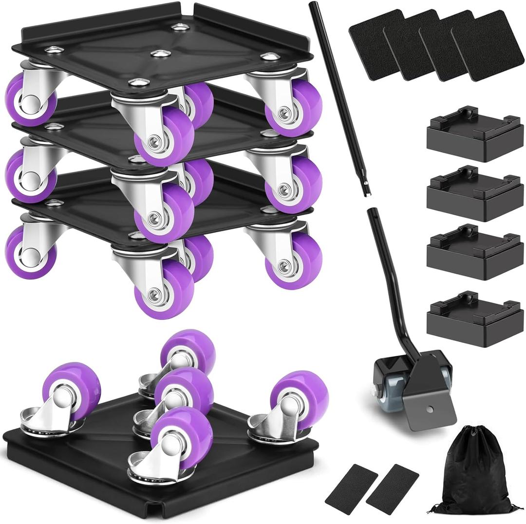 Heavy Duty Furniture Movers with Wheels, Carbon Steel Furniture Dolly, Heavy Furniture Moving Wheels Dollies Casters Rollers, Furniture Lifter Tool for Moving Furniture, Max Load 1200LB (4.1 x 4.1 IN)