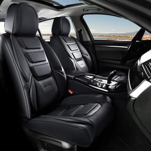 Coverado Car Seat Covers, Front Covers for Cars, Car Seat Cover Front Seats, Automotive Seat Cover, Waterproof, Leather Car Seat Cushion, Universal Interior Covers Seat Protectors for Most Cars Black