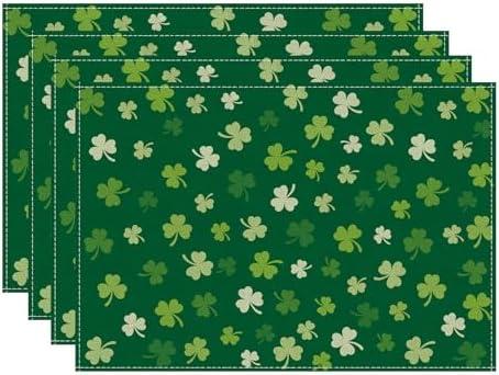 XCHI Green Shamrocks St. Patrick's Day Placemats Set of 4 Table Mats for Party Home Kitchen Dining Table Decorations 12x18 Inch