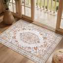 Tangsoo 9x12 Large Area Rug for Living Room, Non Slip Machine Washable Rug for Bedroom, Boho Vintage Beige Neutral Rugs, Soft Low Pile Indoor Floor Carpet Mat for Office Kitchen Farmhouse Home Decor