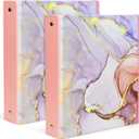 Mini 3 Ring Binder 5.5 x 8.5, 1 Inch Binder, 175 Sheets Capacity, Cute Flower Cover with Elastic Cord, School Binder, Recipe Binder, Fits Paper and Sheet Protectors, Junior Size, Bright Floral 2 pcs